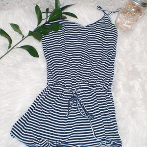 striped navy & white romper
